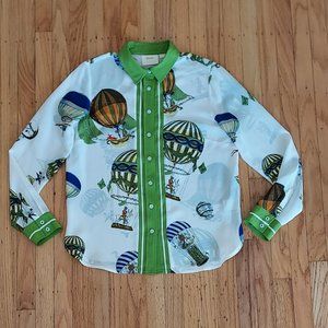 Maeve Green and White Balloon Print Blouse